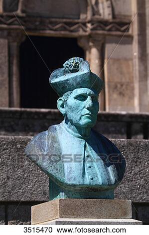 Portugal, Viano do Castelo. Basilica de Santa Luzia. Statue of Padre Antonio Carneiro. View Large Photo Image Stock Image - Portugal, Viano do Castelo. Basilica de Santa Luzia. Statue of Padre Antonio Carneiro.. Fotosearch