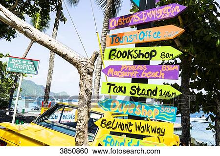 Road signs painted with flashy colors Port Elizabeth, Bequia, Saint-Vincent and the Grenadines, West Indies View Large Photo Image Stock Image - Road signs painted with flashy colors Port Elizabeth, Bequia, Saint-Vincent and the Grenadines, West Indies. Fotosearch