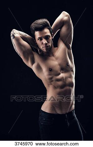 Shirtless young man, face, hands behind head View Large Photo Image Stock Image - Shirtless young man, face, hands behind head. Fotosearch