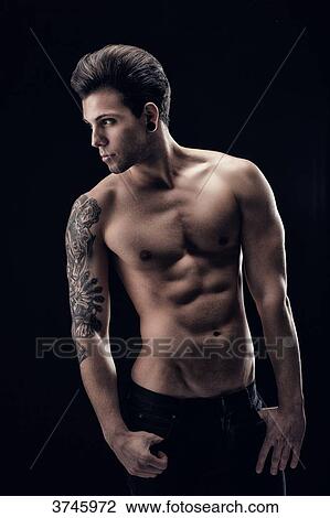 Shirtless young man in profile View Large Photo Image Stock Image - Shirtless young man in profile. Fotosearch
