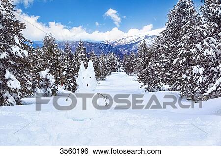 Stock Photograph - Snowman in the forest. Fotosearch