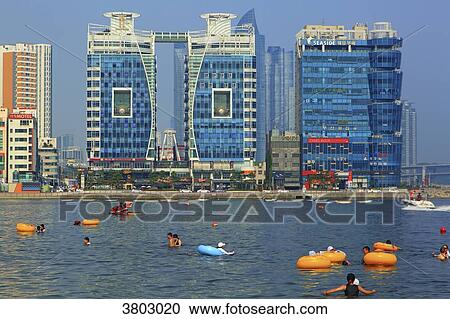 South Korea, Busan. Gwangalli Beach View Large Photo Image Stock Image - South Korea, Busan. Gwangalli Beach. Fotosearch