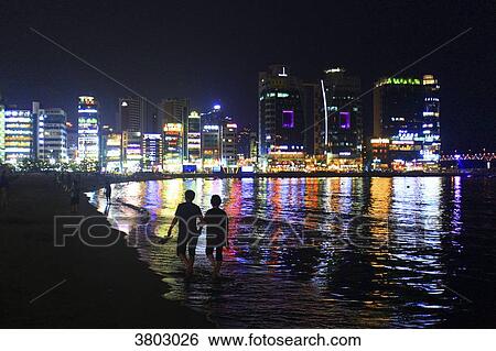 South Korea, Busan. Gwangalli Beach View Large Photo Image Stock Photograph - South Korea, Busan. Gwangalli Beach. Fotosearch