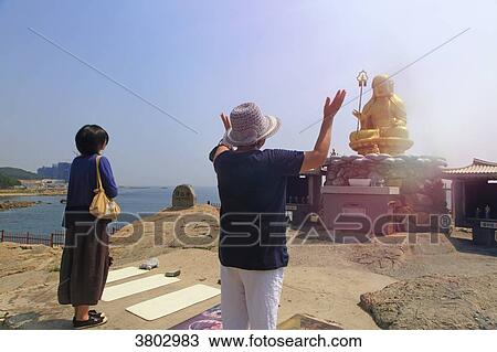 South Korea, Busan. Haedong Yonggungsa temple. Golden statue of Buddha View Large Photo Image Stock Image - South Korea, Busan. Haedong Yonggungsa temple. Golden statue of Buddha. Fotosearch