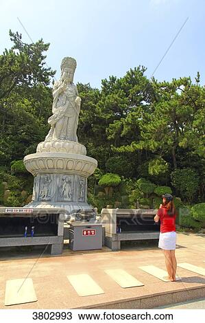 South Korea, Busan. Haedong Yonggungsa temple. statue of the Haesu Gwaneum Daebul. Seawater Great Goddess Buddha View Large Photo Image Stock Image - South Korea, Busan. Haedong Yonggungsa temple. statue of the Haesu Gwaneum Daebul. Seawater Great Goddess Buddha. Fotosearch