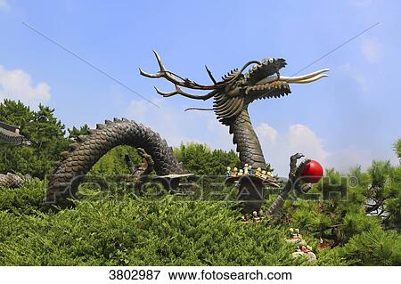 South Korea, Busan. Haedong Yonggungsa temple. Dragon statue View Large Photo Image Stock Photo - South Korea, Busan. Haedong Yonggungsa temple. Dragon statue. Fotosearch