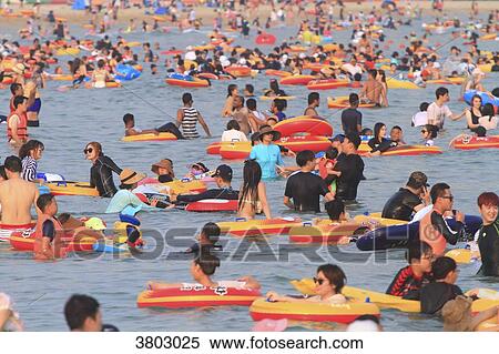 South Korea, Busan. Haeundae Beach View Large Photo Image Stock Photography - South Korea, Busan. Haeundae Beach. Fotosearch