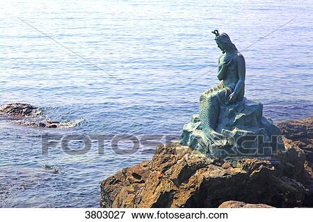 Stock Photo - South Korea, Busan. Haeundae, Dongbaek Island. The Mermaid Of Dongbaek. Fotosearch