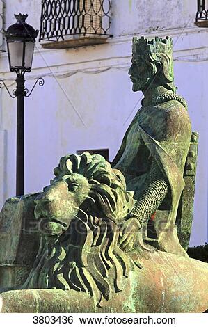 Stock Photograph - Spain, Andalousia, Tarifa. King Sancho IV statue. Fotosearch