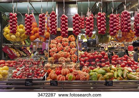 Spain, Catalonia, Barcelona, Boqueria Market. View Large Photo Image Stock Photo - Spain, Catalonia, Barcelona, Boqueria Market.. Fotosearch