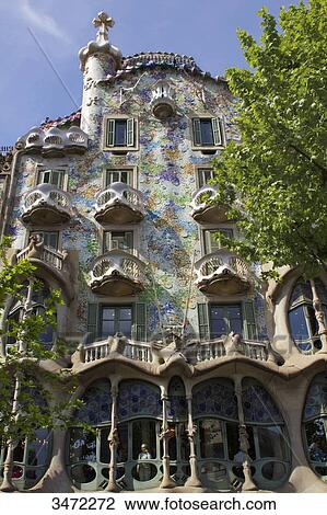 Spain, Catalonia, Barcelona, Passeig de Gracia, Casa Batllo, architect: Antoni Gaudi View Large Photo Image Stock Image - Spain, Catalonia, Barcelona, Passeig de Gracia, Casa Batllo, architect: Antoni Gaudi. Fotosearch