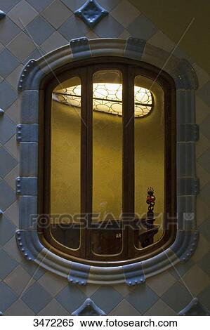 Spain, Catalonia, Barcelona, window on the inner courtyard of the Casa Batllo, architect: Antoni Gaudi. View Large Photo Image Stock Photography - Spain, Catalonia, Barcelona, window on the inner courtyard of the Casa Batllo, architect: Antoni Gaudi.. Fotosearch