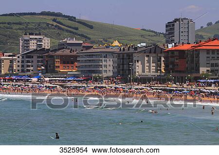 Spain, Southern Basque Country, Zarautz, Beach. View Large Photo Image Picture - Spain, Southern Basque Country, Zarautz, Beach.. Fotosearch