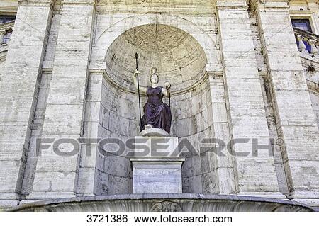 Stock Photograph - Statue of the goddess Rome, Piazza del Campidoglio, Rome, Lazio, Italy. Fotosearch
