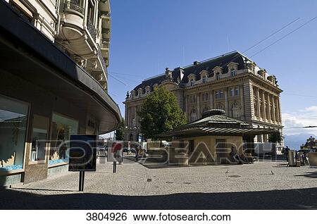 Stock Photograph - Switzerland, canton of Vaud, Lausanne capital of the canton, downtown, Saint Francois Square. Fotosearch