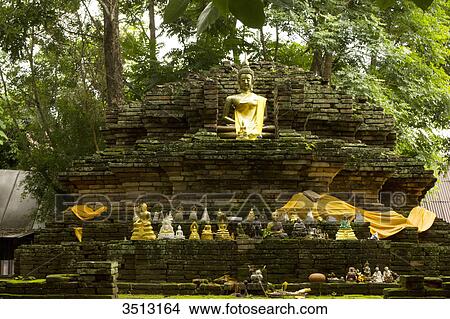 Thailand, Chiang Mai, Wat Chet Yod temple View Large Photo Image Picture - Thailand, Chiang Mai, Wat Chet Yod temple. Fotosearch