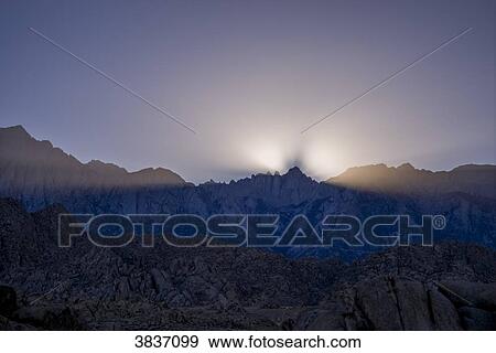 USA, California, Lone Pine, Alabama Hills at twilight View Large Photo Image Stock Photo - USA, California, Lone Pine, Alabama Hills at twilight. Fotosearch