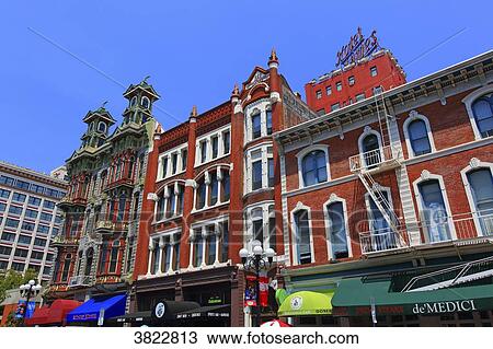 Stock Image - USA, California, San Diego. Historic town centre. Gaslamp Quarter. Fotosearch