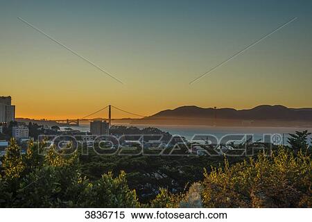 USA, California, San Francisco, Golden Gate from Coit Tower, in the evening View Large Photo Image Stock Photography - USA, California, San Francisco, Golden Gate from Coit Tower, in the evening. Fotosearch