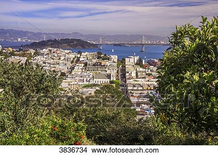 USA, California, San Francisco, view upon the Bay from Russian Hill district View Large Photo Image Picture - USA, California, San Francisco, view upon the Bay from Russian Hill district. Fotosearch