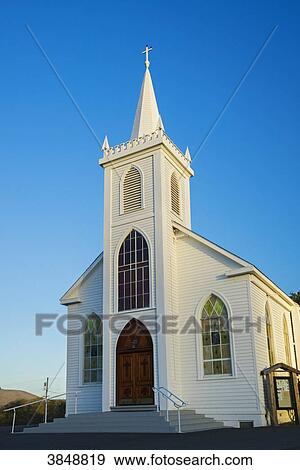 Stock Photo - USA, California, Sonoma County, Bodega Bay, St Teresa of Avila church. Fotosearch