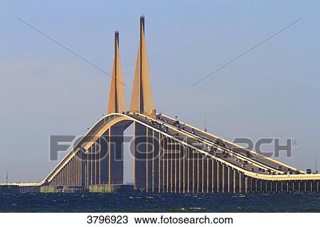 USA, Florida. Sunshine Skyway Bridge, Tampa Bay. View Large Photo Image Stock Image - USA, Florida. Sunshine Skyway Bridge, Tampa Bay.. Fotosearch