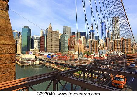 Usa, New-York City. Taxi. Brooklyn Bridge. View Large Photo Image Stock Image - Usa, New-York City. Taxi. Brooklyn Bridge.. Fotosearch