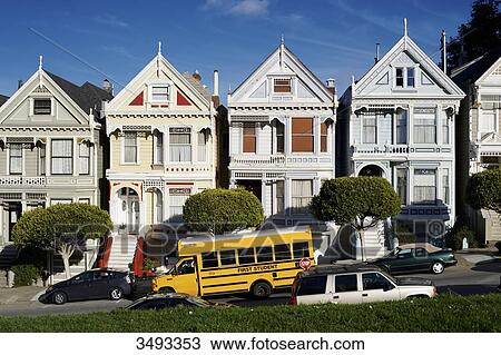 USA, San Francisco, The famous Painted Ladies on Steiner Street near Alamo Square View Large Photo Image Stock Image - USA, San Francisco, The famous Painted Ladies on Steiner Street near Alamo Square. Fotosearch