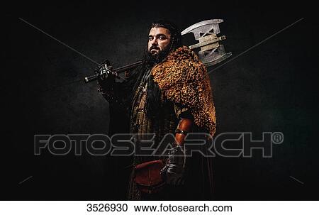 Stock Image - Warrior dwarf. Fotosearch