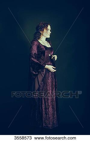 Woman in medieval dress View Large Photo Image Stock Image - Woman in medieval dress. Fotosearch