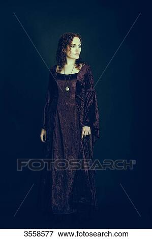 Stock Photo - Woman in medieval dress. Fotosearch