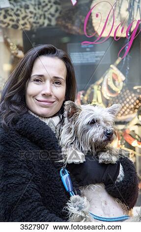 Woman with her dog View Large Photo Image Stock Photo - Woman with her dog. Fotosearch