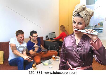 Young adult flat sharing View Large Photo Image Stock Image - Young adult flat sharing. Fotosearch