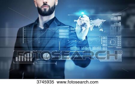 Young business man writing on a virtual screen View Large Photo Image Stock Photography - Young business man writing on a virtual screen. Fotosearch