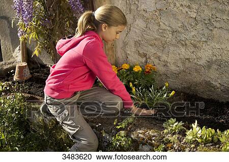 Young girl gardening View Large Photo Image Stock Image - Young girl gardening. Fotosearch