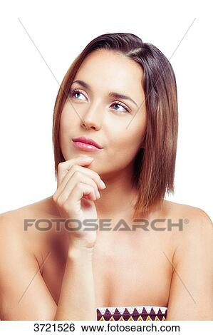 Young woman thinking looking to the side View Large Photo Image Stock Photograph - Young woman thinking looking to the side. Fotosearch