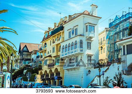 Stock Image - Buildings of the city of Cascais, Lisbon area, Portugal. Fotosearch