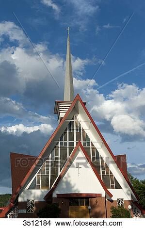 Picture - Canada, Province of Quebec. Church of Tadoussac, world capital of whale watching. Fotosearch