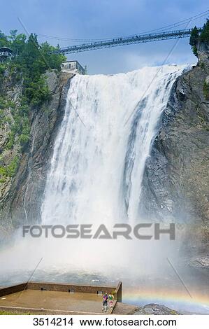 Canada, Province of Quebec. In the neighborhood of Quebec: the Montmorency Falls, 83 meters high View Large Photo Image Picture - Canada, Province of Quebec. In the neighborhood of Quebec: the Montmorency Falls, 83 meters high. Fotosearch