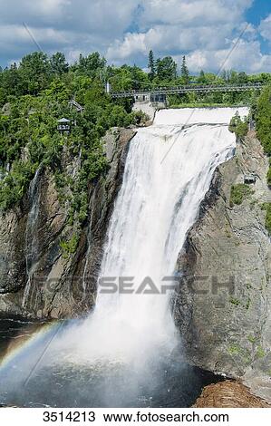 Canada, Province of Quebec. In the neighborhood of Quebec: the Montmorency Falls, 83 meters high View Large Photo Image Stock Image - Canada, Province of Quebec. In the neighborhood of Quebec: the Montmorency Falls, 83 meters high. Fotosearch