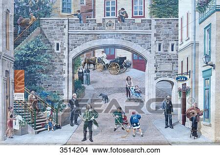 Canada, Province of Quebec. Quebec town. Old city. Notre Dame street. The fresco of the Quebeckers View Large Photo Image Picture - Canada, Province of Quebec. Quebec town. Old city. Notre Dame street. The fresco of the Quebeckers. Fotosearch