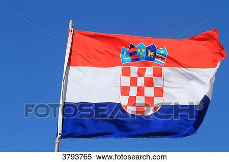 Croatian flag in blue sky. View Large Photo Image Stock Photography - Croatian flag in blue sky.. Fotosearch
