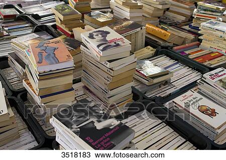 Stock Image - Display of second-hand pocket books. Fotosearch