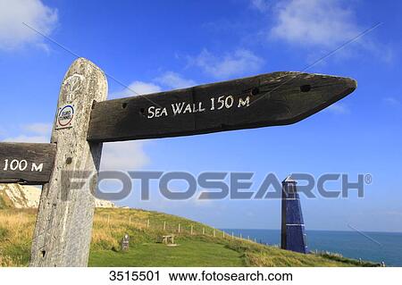 Stock Image - England, Dover. Natrual reserve of 30 hectare. Samphire Hoe is a new piece of England made from 4. 9 million cubic metres of chalk marl dug to create the Channel Tunnel. Fotosearch