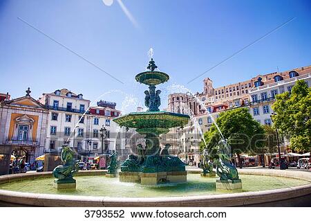 Fountain Square Dom Pedro IV, Rossio Square, Lisbon, Portugal View Large Photo Image Stock Image - Fountain Square Dom Pedro IV, Rossio Square, Lisbon, Portugal. Fotosearch