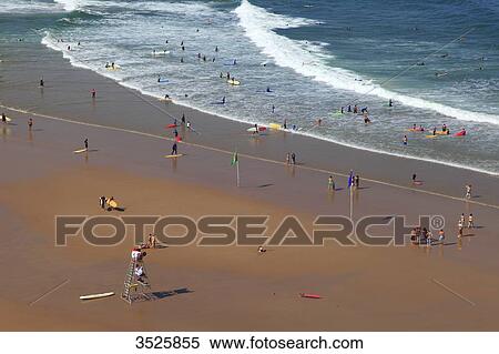 France, Basque Country, Biarritz. People on Plage des Basques. View Large Photo Image Stock Photography - France, Basque Country, Biarritz. People on Plage des Basques.. Fotosearch