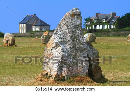 France, Brittany, Crozon Peninsula. Camaret sur Mer. Line of standing stones (Lagatjar). View Large Photo Image Picture - France, Brittany, Crozon Peninsula. Camaret sur Mer. Line of standing stones (Lagatjar).. Fotosearch