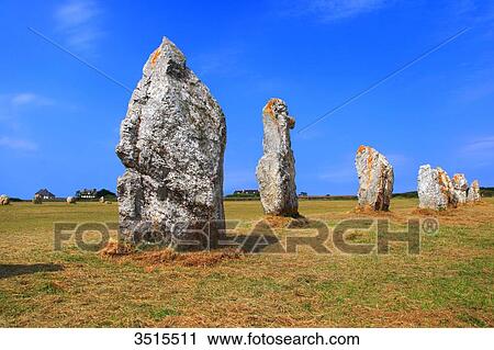 France, Brittany, Crozon Peninsula. Camaret sur Mer. Line of standing stones (Lagatjar). View Large Photo Image Stock Image - France, Brittany, Crozon Peninsula. Camaret sur Mer. Line of standing stones (Lagatjar).. Fotosearch