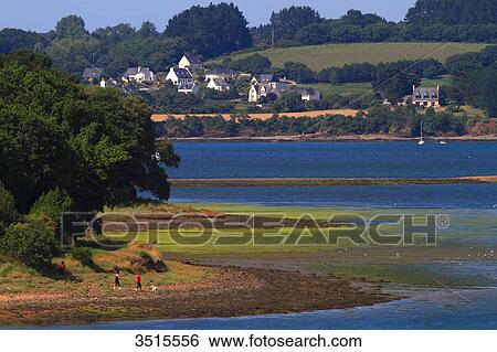 Stock Photograph - France, Brittany, Crozon Peninsula. Landvennec. Rade de Brest. Aulne mouth.. Fotosearch