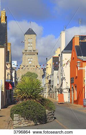 Picture - France, Brittany, Finistere. Le Guilvinec. Church.. Fotosearch